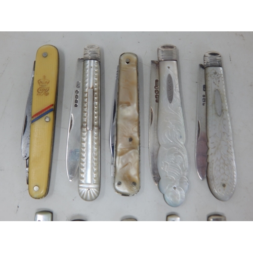 240 - A Quantity of Various Penknives & Utility Knives Including Hallmarked Silver (10)