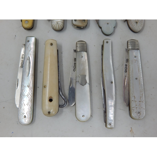 240 - A Quantity of Various Penknives & Utility Knives Including Hallmarked Silver (10)