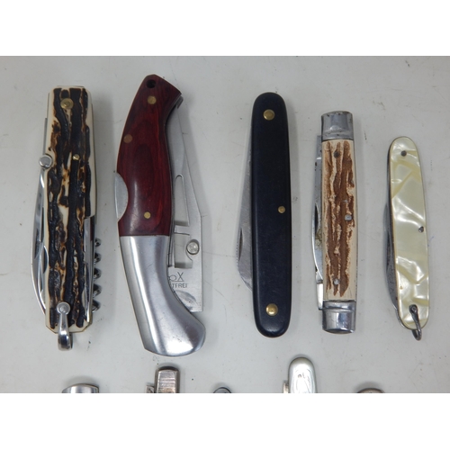 242 - A Quantity of Various Penknives & Utility Knives Including Hallmarked Silver (10)