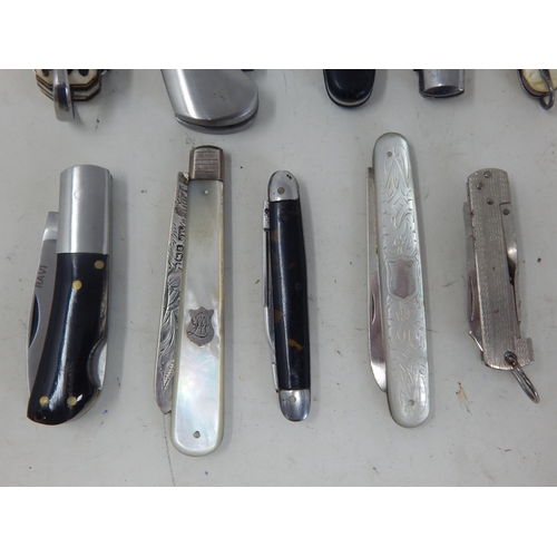 242 - A Quantity of Various Penknives & Utility Knives Including Hallmarked Silver (10)