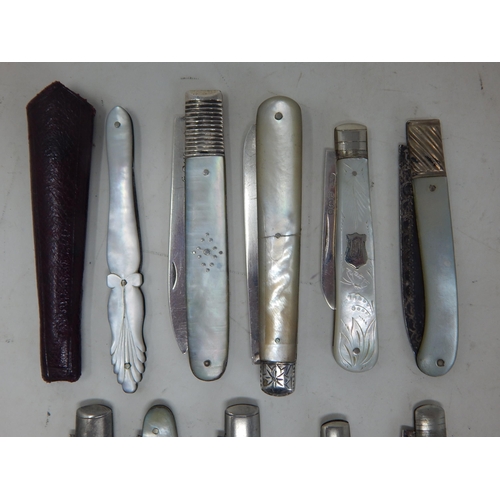 244 - A Quantity of Various Penknives & Utility Knives Including Hallmarked Silver (10)