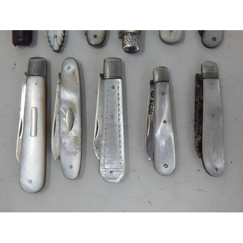 244 - A Quantity of Various Penknives & Utility Knives Including Hallmarked Silver (10)