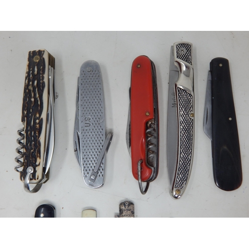 245 - A Quantity of Various Penknives & Utility Knives Including Hallmarked Silver (10)