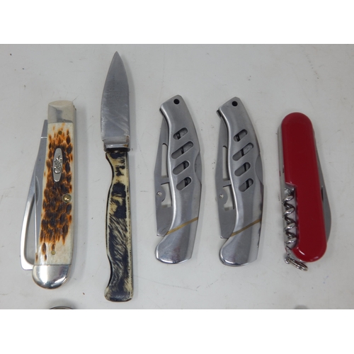 246 - A Quantity of Various Penknives & Utility Knives Including Hallmarked Silver (10)