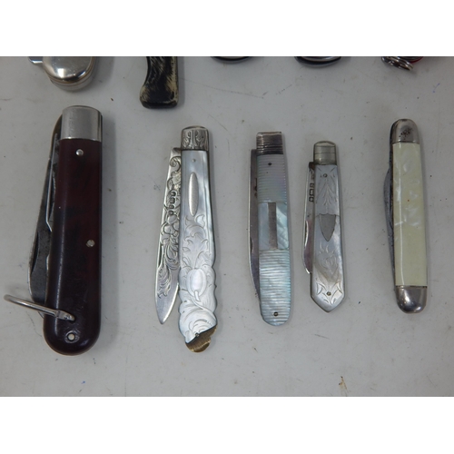 246 - A Quantity of Various Penknives & Utility Knives Including Hallmarked Silver (10)