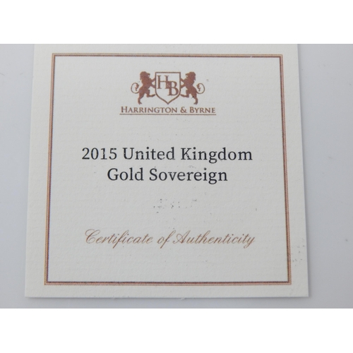 17 - 2015 QEII 4th Head Full Gold Sovereign with COA