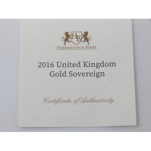 18 - 2016 QEII 5th Head Full Gold Sovereign with COA