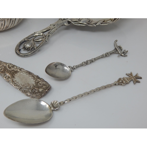 114 - A Quantity of Georgian, Victorian & Later Silver Including a Sugar Bowl, Berry Spoon, Tea Strainer, ... 