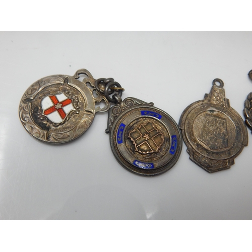 115 - A Quantity of Hallmarked Silver Fobs (56g) together with a Zippo Lighter in original box, aviation p... 