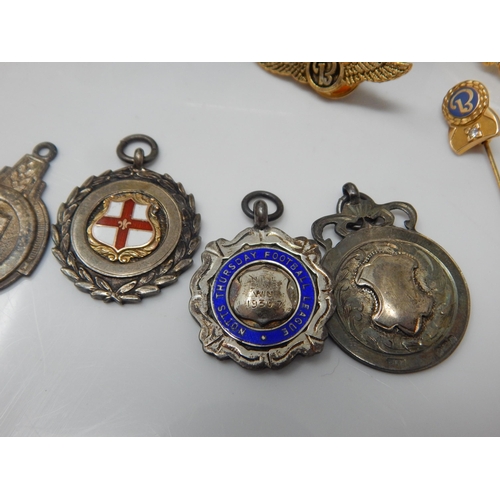 115 - A Quantity of Hallmarked Silver Fobs (56g) together with a Zippo Lighter in original box, aviation p... 