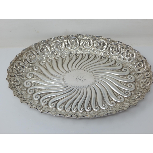 98 - Victorian Silver Tray: Hallmarked London 1893 by Charles Edwards: Width 24cm: Weight 228g