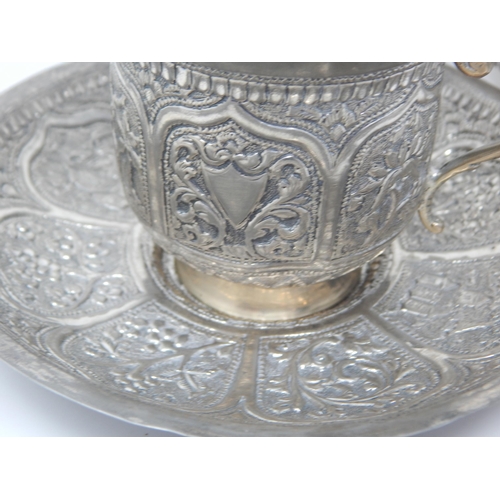 99 - Indian Silver Cup & Saucer together with a Bowl: Weight 304g