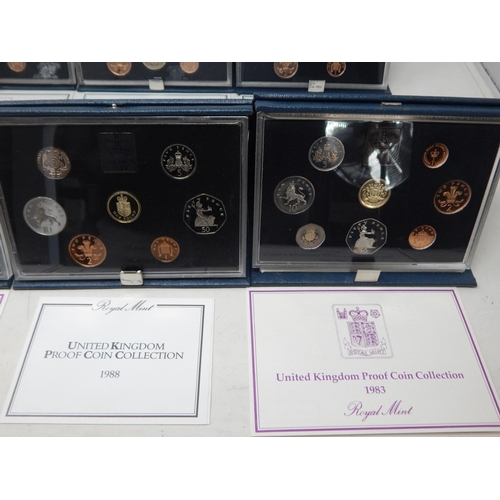 46 - Royal Mint Brilliant Uncirculated Coin Sets 1983/1984/1985/1986/1987 (6) in cases of issue with COA'... 