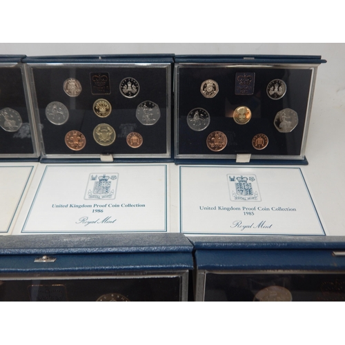 46 - Royal Mint Brilliant Uncirculated Coin Sets 1983/1984/1985/1986/1987 (6) in cases of issue with COA'... 