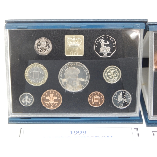 47 - Royal Mint Brilliant Uncirculated Coin Sets 1989/1990/1993/1995/1999 (6) in cases of issue with COA'... 