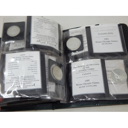 37 - The Official Silver Coins of The Olympic Games (Part Set) in Folder: Silver Weight 528g