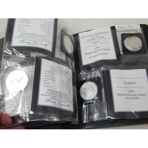 37 - The Official Silver Coins of The Olympic Games (Part Set) in Folder: Silver Weight 528g