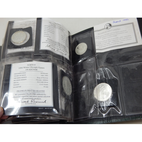 37 - The Official Silver Coins of The Olympic Games (Part Set) in Folder: Silver Weight 528g