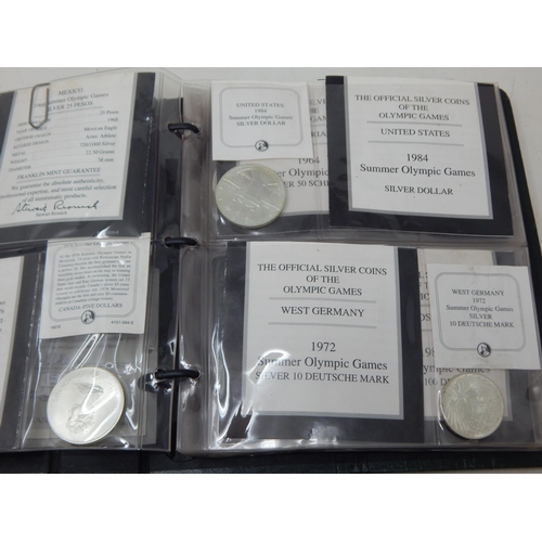 37 - The Official Silver Coins of The Olympic Games (Part Set) in Folder: Silver Weight 528g