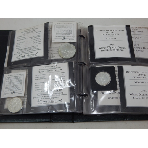 37 - The Official Silver Coins of The Olympic Games (Part Set) in Folder: Silver Weight 528g