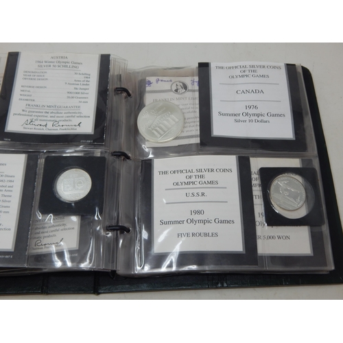 37 - The Official Silver Coins of The Olympic Games (Part Set) in Folder: Silver Weight 528g