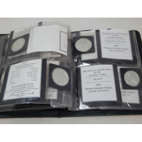 37 - The Official Silver Coins of The Olympic Games (Part Set) in Folder: Silver Weight 528g