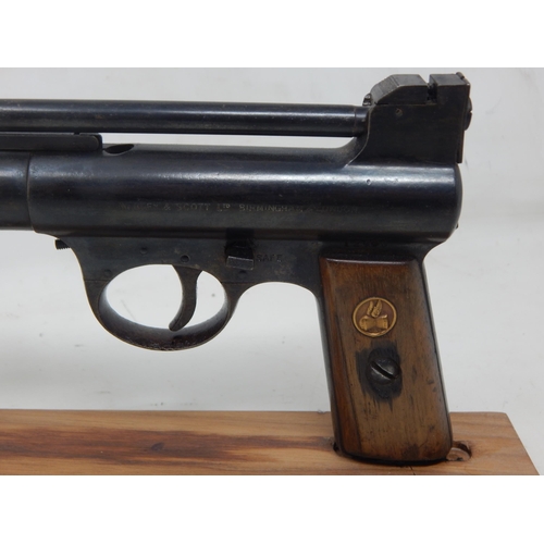 259 - Webley & Scott Mk 1 Air Pistol with Emblem on Stock, with Display Stand