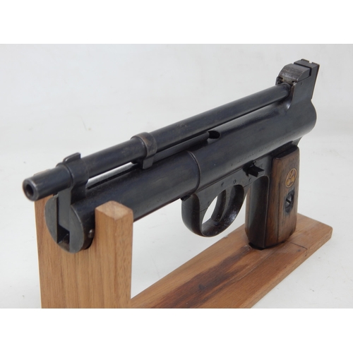 259 - Webley & Scott Mk 1 Air Pistol with Emblem on Stock, with Display Stand