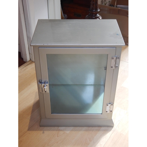 Steel & Glass Display Cabinet with Two Glass Shelves: Measuring 52cm high x 40cm wide x 27cm deep