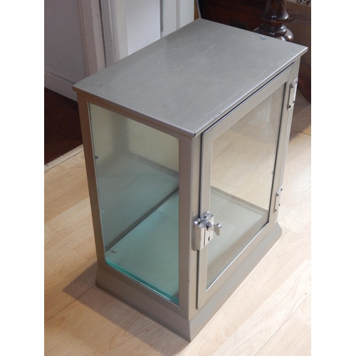 268 - Steel & Glass Display Cabinet with Two Glass Shelves: Measuring 52cm high x 40cm wide x 27cm deep