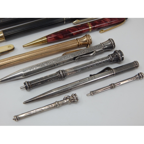 135 - 5 x Early 20th Century Silver Propelling Pencils. Rolled Gold Propelling Pencil, QEII 1953 Coronatio... 