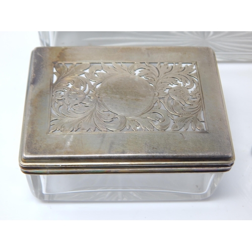 139 - A Victorian Silver Travelling Inkwell together with 2 Victorian Silver Topped Vanity Jars: All Hallm... 