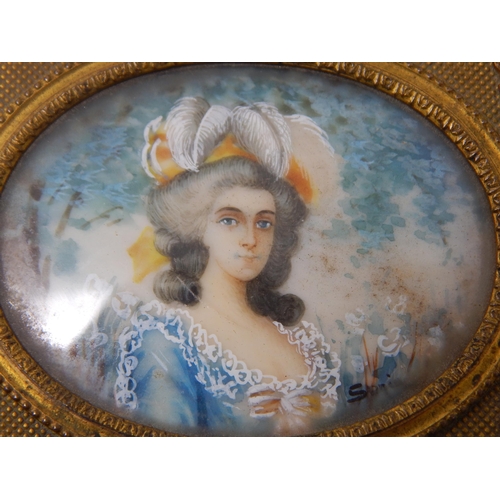 274 - 19th Century French Ormolu Jewellery Casket Inset with a Signed Hand Painted Portrait Miniature of a... 