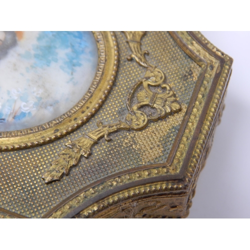 274 - 19th Century French Ormolu Jewellery Casket Inset with a Signed Hand Painted Portrait Miniature of a... 