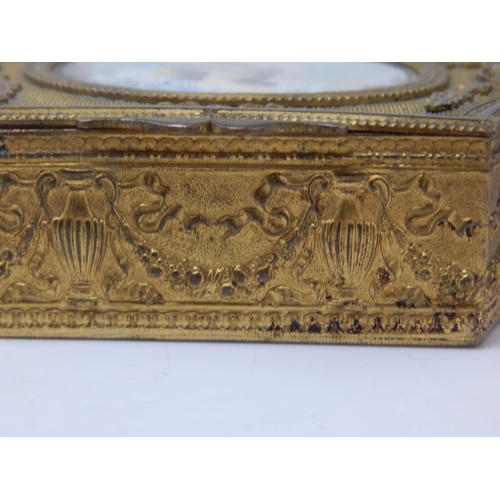 274 - 19th Century French Ormolu Jewellery Casket Inset with a Signed Hand Painted Portrait Miniature of a... 