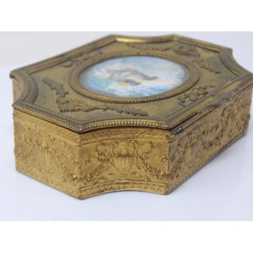 274 - 19th Century French Ormolu Jewellery Casket Inset with a Signed Hand Painted Portrait Miniature of a... 