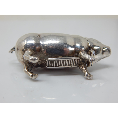 145 - Hallmarked Silver Pig Vesta Case together with a similar brass example