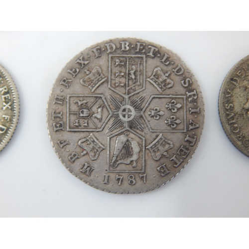 49A - A Quantity of UK Silver Coinage Including a 1787 George III Silver Shilling: Weight 104g