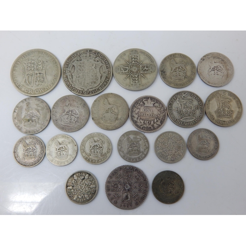 49A - A Quantity of UK Silver Coinage Including a 1787 George III Silver Shilling: Weight 104g