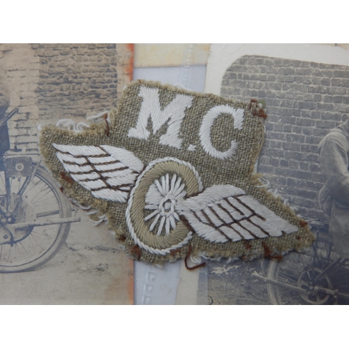 324 - WWII Motorcycle Corps Wings & Wheels Badge together with associated photographs & ephemera