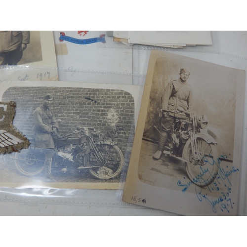 324 - WWII Motorcycle Corps Wings & Wheels Badge together with associated photographs & ephemera