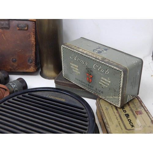 332 - A Quantity of Militaria Including Binoculars, Dog Tags etc