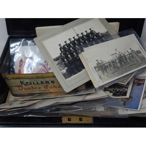 334 - A Tin Trunk Containing a Quantity of Military Photographs etc