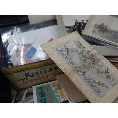 334 - A Tin Trunk Containing a Quantity of Military Photographs etc