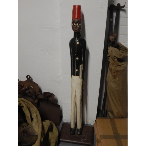 345 - Large War Era Carved Wooden Figure of an Egyptian Soldier: Height 115cm