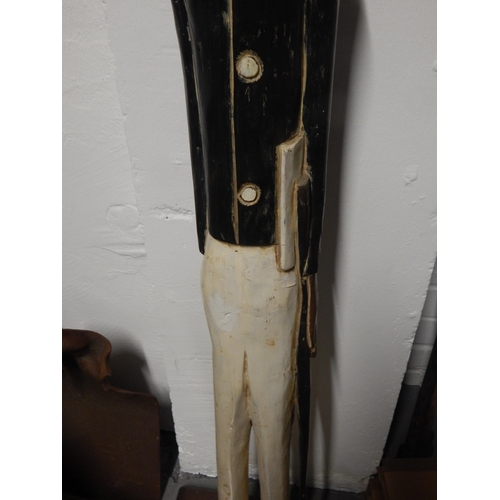 345 - Large War Era Carved Wooden Figure of an Egyptian Soldier: Height 115cm