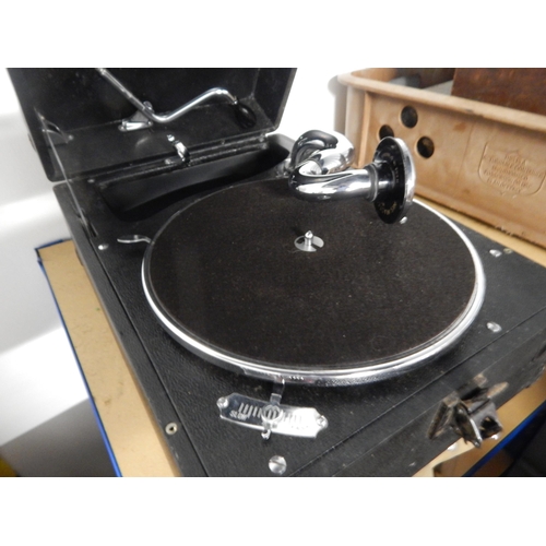 358 - HMV Portable Wind Up Gramophone