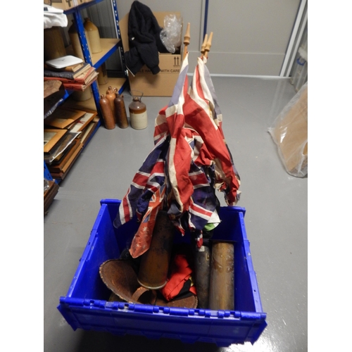 372 - Box of Flags, Shells etc