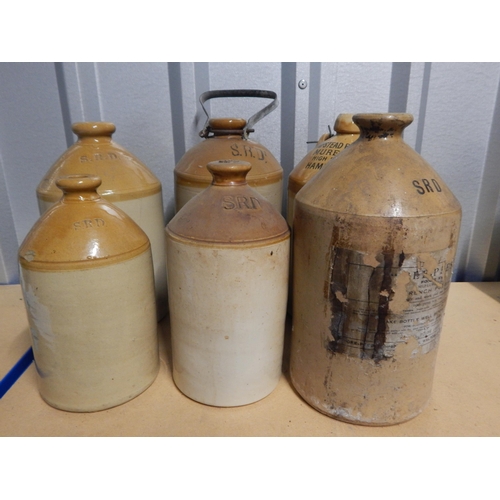 377A - WWII S.R.D Stoneware Flagons