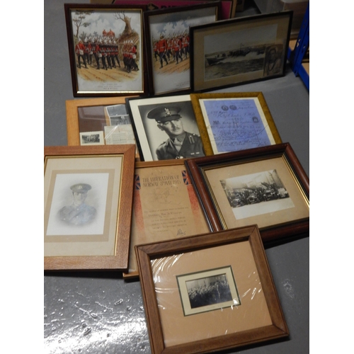 384 - Box of Military Pictures & Photos Including Montgomery in Guildford, Woking Fire Service etc